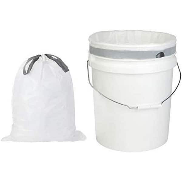 Plasticplace 6-Gallons White Plastic Can Drawstring Trash Bag (200