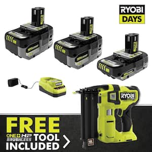 ONE+ 18V HIGH PERFORMANCE Kit w/ (2) 4.0 Ah Batteries, 2.0 Ah Battery, Charger, & FREE ONE+ HP Brushless Brad Nailer