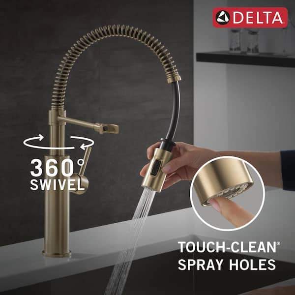 Delta Antoni Gold Single Handle Pull Down Sprayer Kitchen Faucet