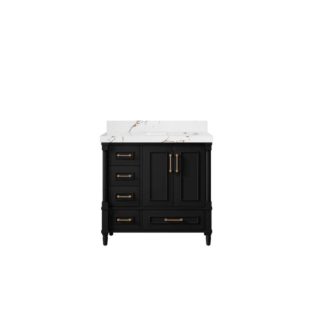 Hudson 36 in. W. x 22 in. D x 36 in. H Single Right Offset Sink Bath Vanity in Black with 2 in. Viola Brown Qt. Top price history on PriceWatchPro