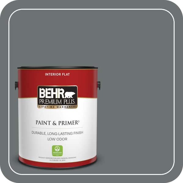 BEHR PREMIUM PLUS 1 gal. #MQ5-28 Dawn Gray Flat Low Odor Interior Paint & Primer