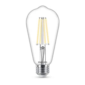 75-Watt Equivalent ST19 Clear Glass Dimmable E26 Vintage Edison LED Light Bulb Daylight 5000K (4-Pack)