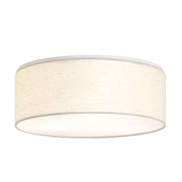 12.5 in. 3-Light White Modern Semi-Flush Mount Ceiling Light with Cloth Shade