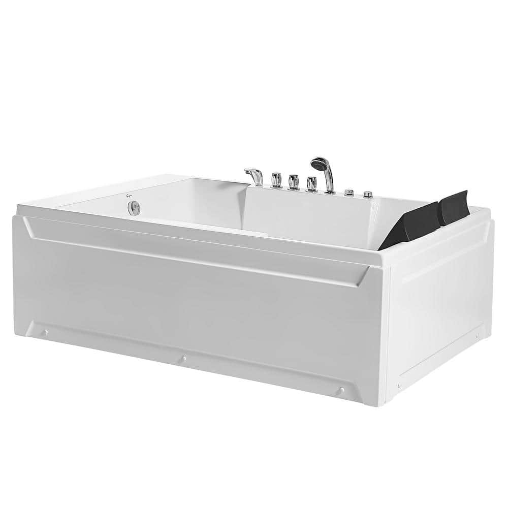 Modern White Acrylic 72'' x 48'' Alcove Whirlpool Bathtub