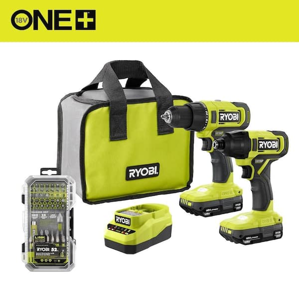 ONE+ 18V Cordless 2-Tool Combo Kit with Drill/Driver, Impact Driver, (2) Batteries, Charger, & Driving Set (52-Piece)