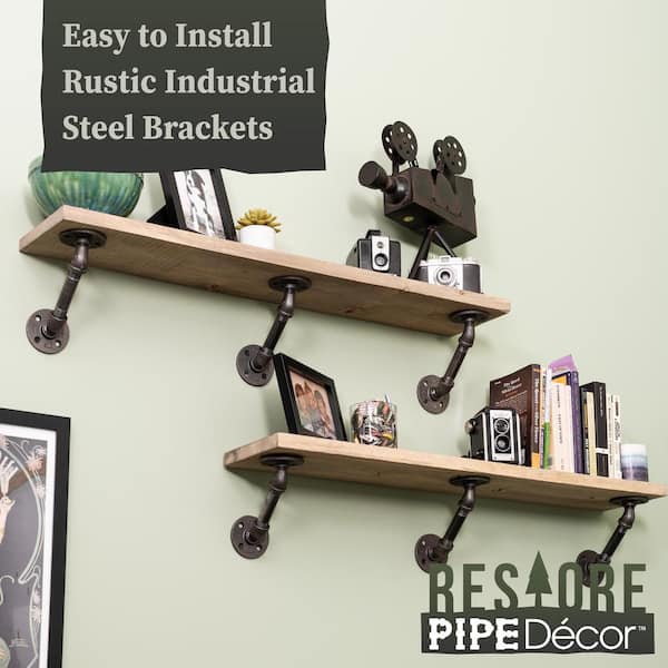 One Rustic Farmhouse Floating Shelf, Rustic Shelf, Angled Pipe