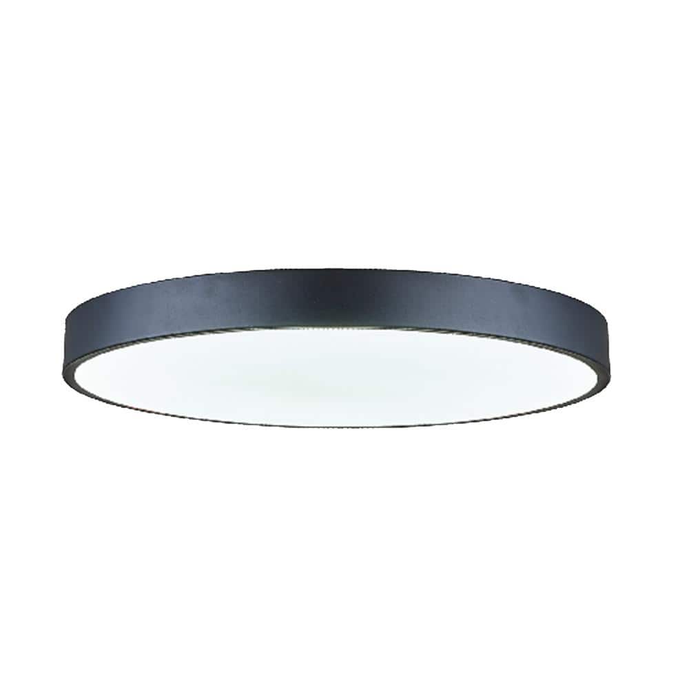 20 in. 180-Watt Black Integrated LED Flush Mount with White Acrylic Shade
