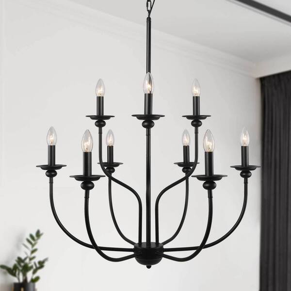 LNC Modern Farmhouse Black Large Island Chandelier 30 in. Two-Tier 9 ...