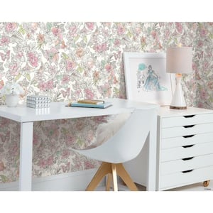 Disney Princess Royal Pink and Green Floral Peel and Stick Wallpaper (Covers 28.18 sq. ft.)