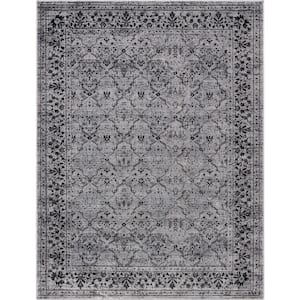 Zazzle Argos Vintage Trellis Border Grey 7 ft. x 9 ft. Area Rug