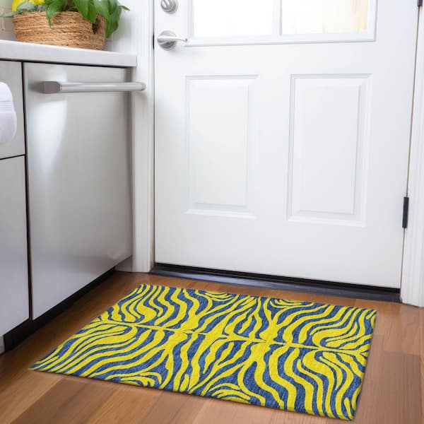 Mayfield Premium Machine Washable Abstract AMF1043 Yellow 2 ft. x 3 ft. Area Rug