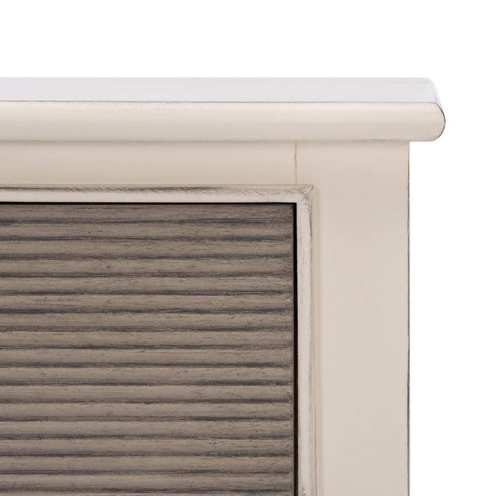 Distressed White and Greige 2-Drawer Console Table with Storage