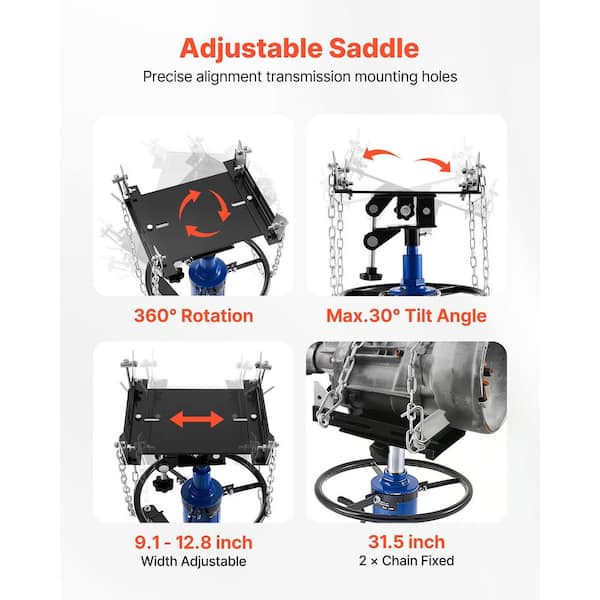 JACK VEVOR Hydraulic Transmission Jack, 1660 lbs. / 0.75 Ton Lifting