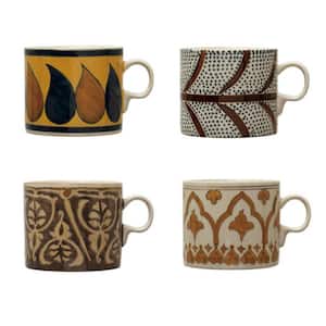 15.7 oz. Multi-Colored Stoneware Beverage Mugs (Set of 4)