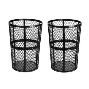 48 Gal. Black Steel Mesh Open Top Outdoor Commercial Trash Can (2-Pack)