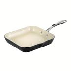 Gourmet Ceramica Deluxe 11.7 in. Aluminum Ceramic Nonstick Grill Pan in Metallic Black