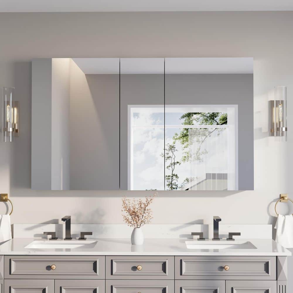 60 in. W x 36 in. H Rectangular Combo Recess/Surface Mount Medicine Cabinet with Mirror, Soft Close Door price history on PriceWatchPro