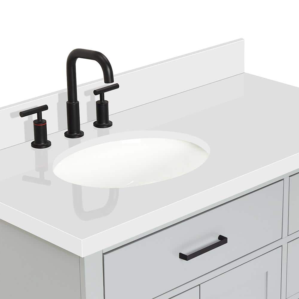 Hepburn 43" Gray Hardwood Freestanding Single Vanity with Quartz Top