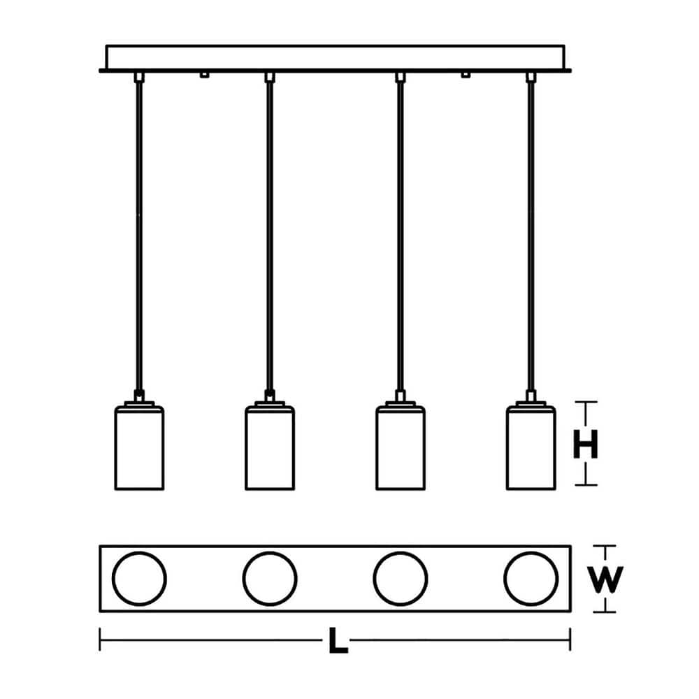Leo Black Steel and Glass 4-Light Linear Pendant