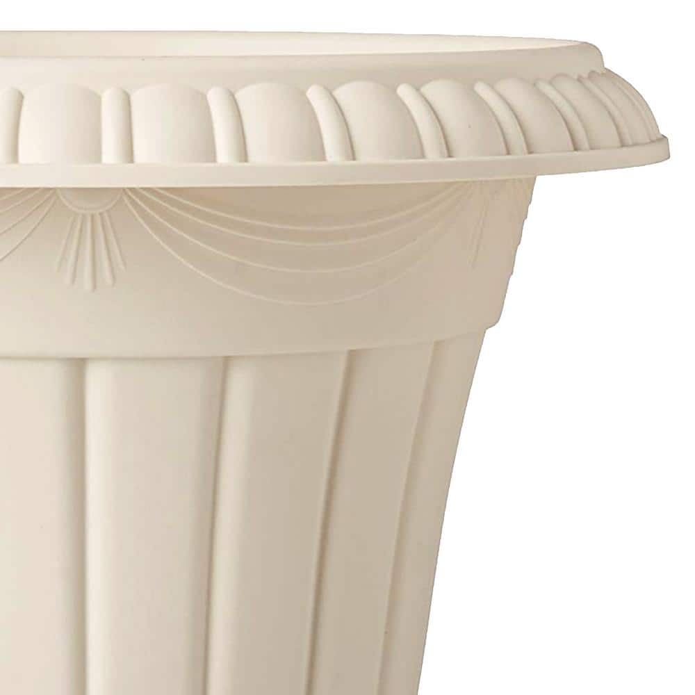 Classic Beige 10"x12" Weather-Resistant Plastic Outdoor Urn Planter