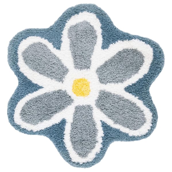 SAFAVIEH Novelty 4 ft. x 4 ft. Ivory/Blue Floral Specialty Area