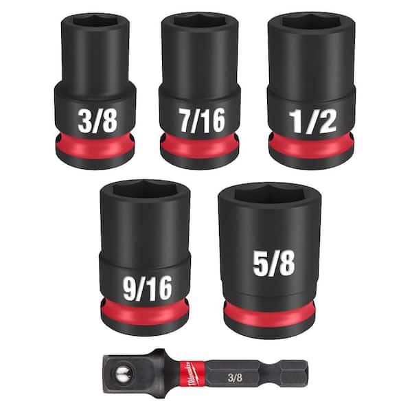 Milwaukee - SHOCKWAVE 3/8 in. Drive SAE Standard 6 Point Impact Socket Set (6-Piece)