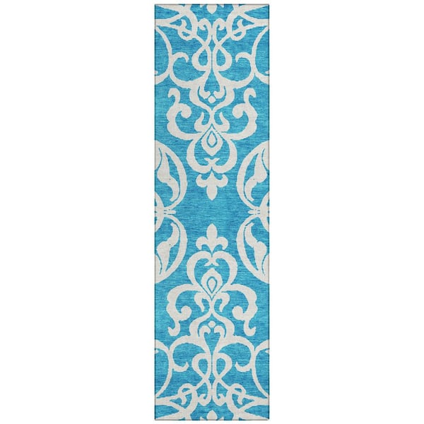 Addison Rugs Chantille Machine Washable Indoor/Outdoor Abstract ACN973 Turquoise 2 ft. 3 in. x 7 ft. 6 in. Area Rug