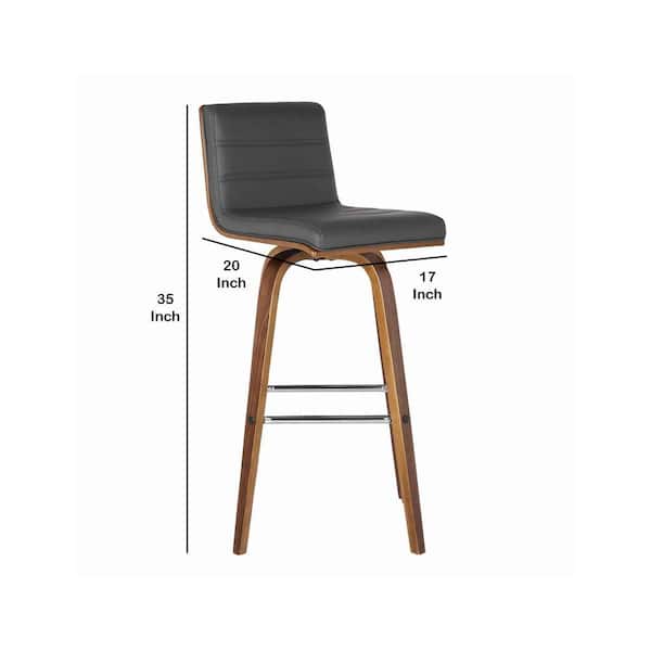 Benjara 35 In H Gray Faux Leather, How Tall Should A Bar Stool Be For 35 Inch Counter
