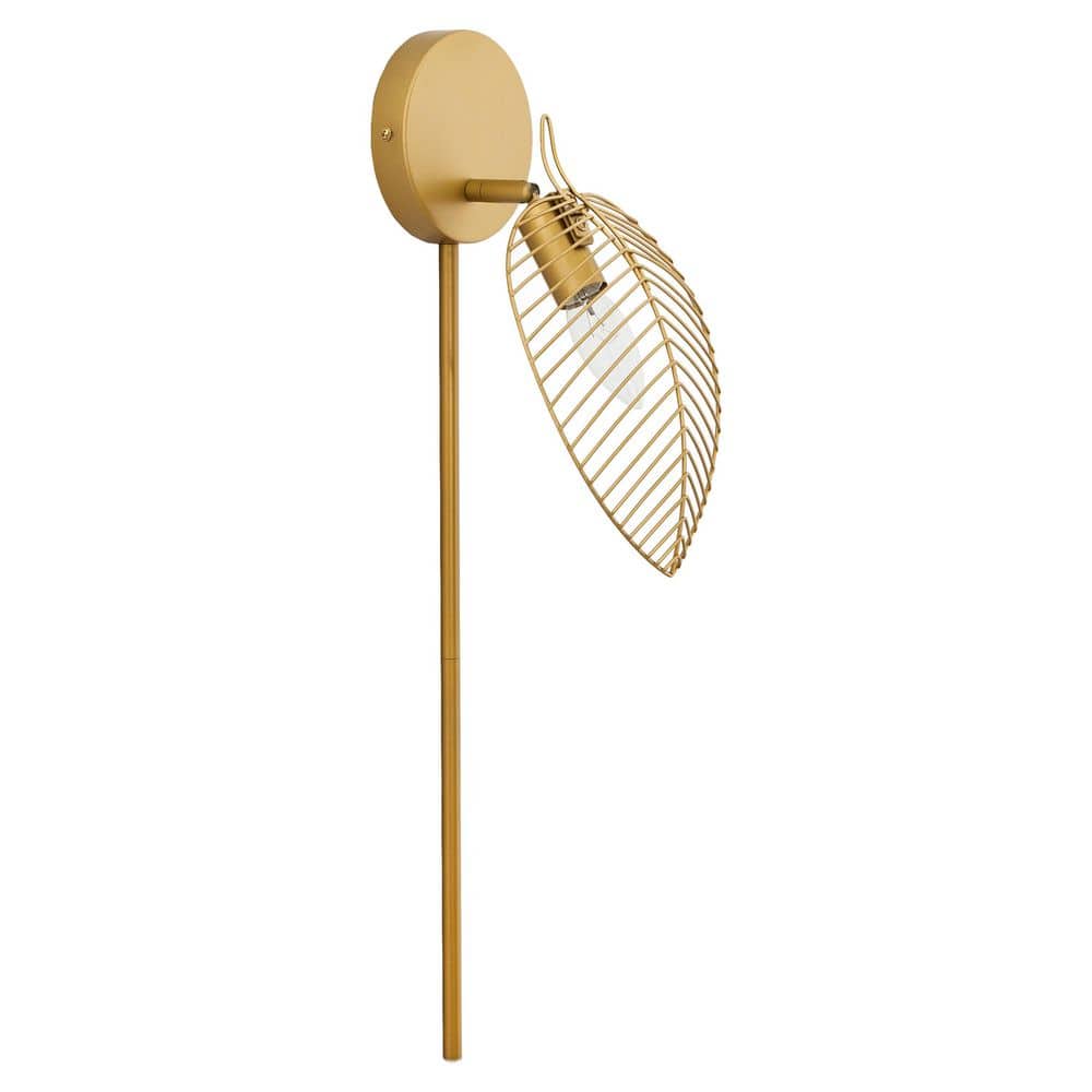 Gold Leaf Shade Plug-In Wall Sconce with Long Cord