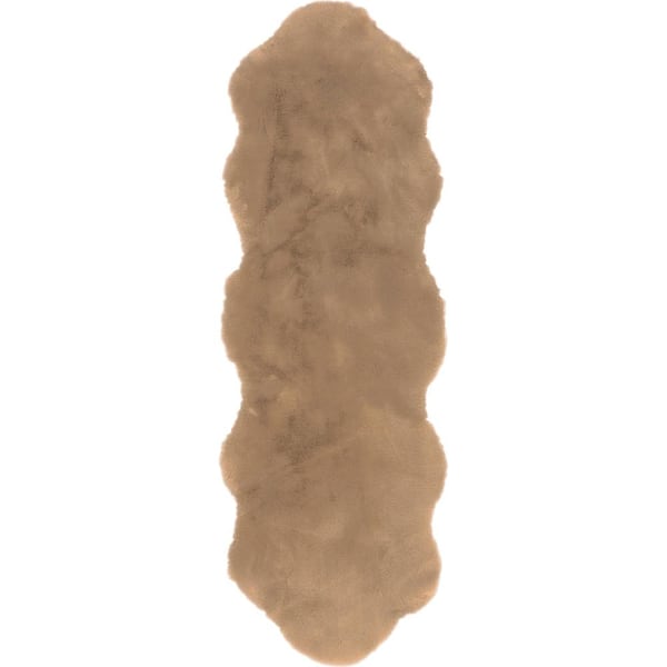 Eline Faux Camel 2 ft. x 6 ft. Runner Rug Sheepskin Machine Washable Area Rug