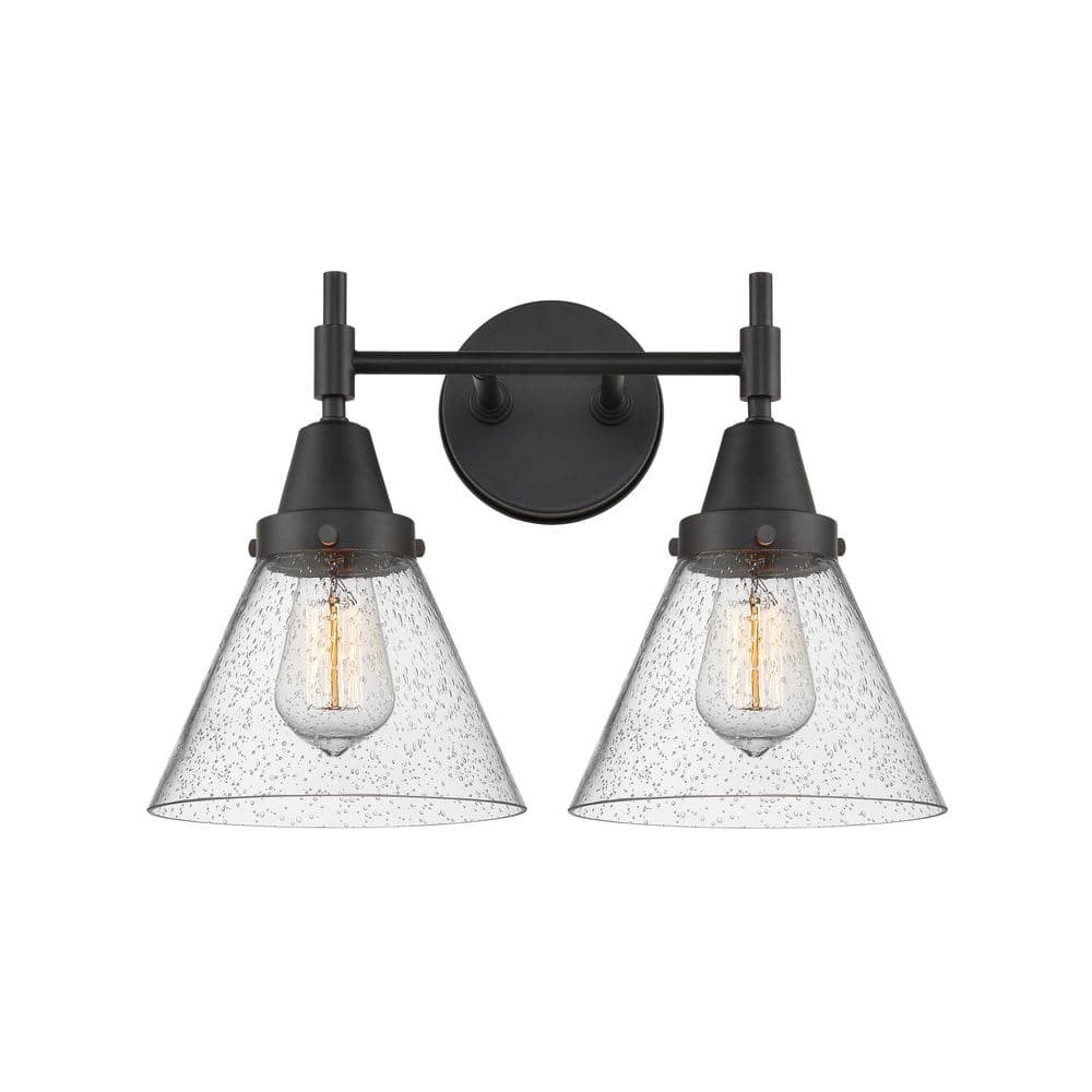 Cone 16.75 in. 2-Light Matte Black Vanity Light with Glass Shade price history on PriceWatchPro
