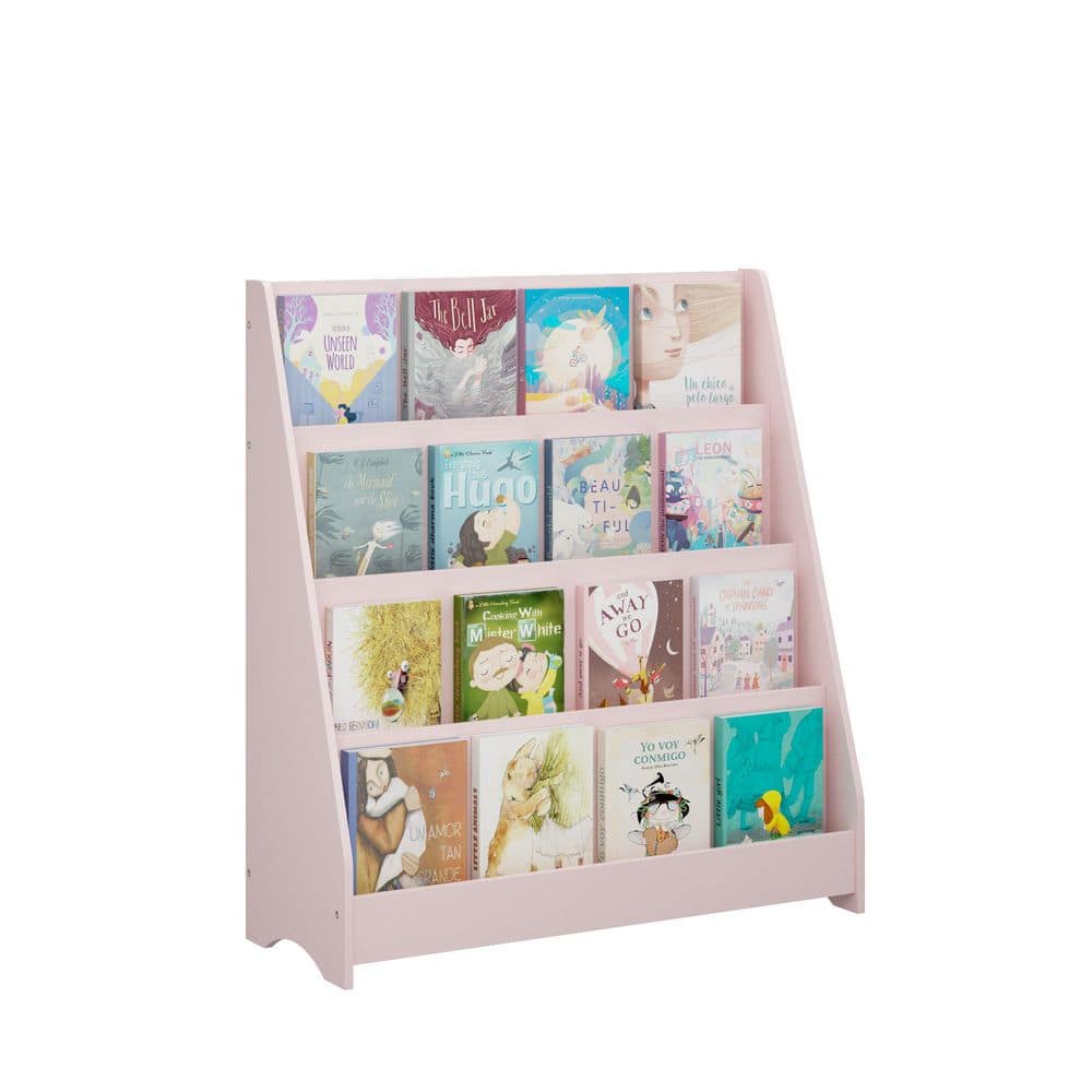 Modern 31.49 in. W Pink 4-Shelf Open Display Bookcase with Wooden Frame price history on PriceWatchPro