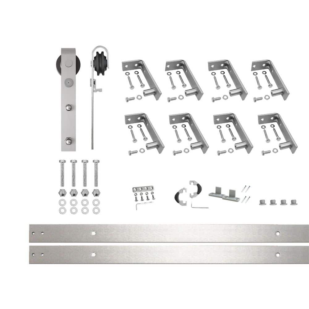 10 ft. /120 in. Brushed Nickel Ceiling Mount Non-Bypass Sliding Barn Door Track and Hardware Kit for Single Door price history on PriceWatchPro