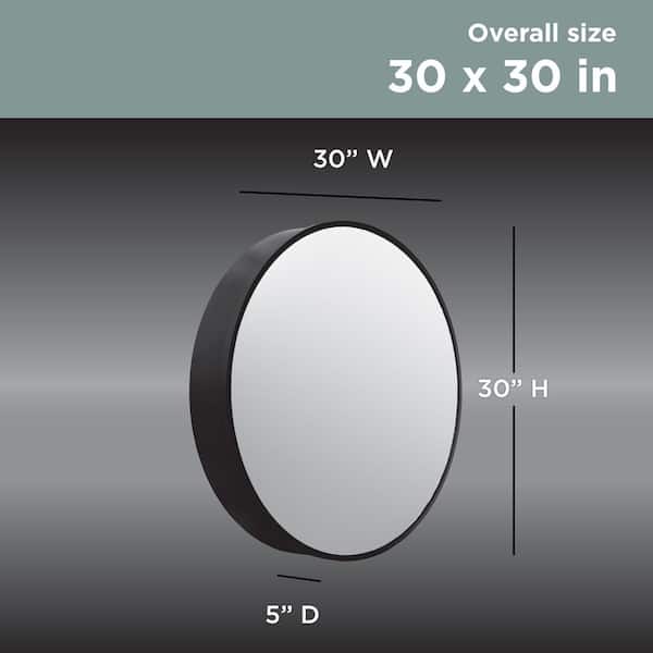 Glacier Bay 30 in. W x 30 in. H Round Matte Black Medicine Cabinet with Mirror