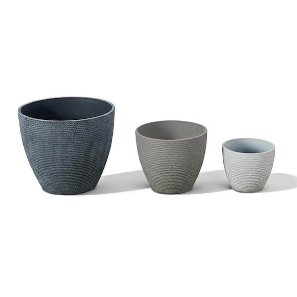 19.69 in. Top Dia x 16.7 in. H Gray PE Cone Outdoor Planter with Drainage Holes (2-Pack)