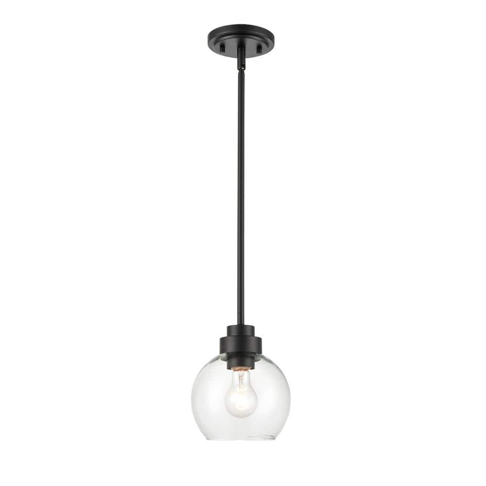 6.875 in. 1-Light Matte Black Mini-Pendant
