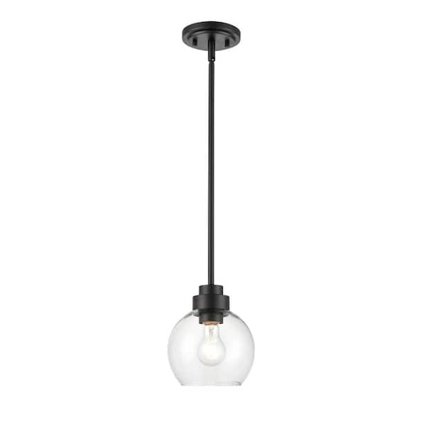 929 LIGHTING 6.875 in. 1-Light Matte Black Mini-Pendant