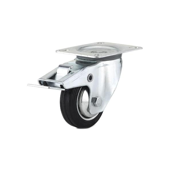 Richelieu Hardware Euro Series 3-1/8 in. (80 mm) Black Double-Lock Brake Swivel Plate Caster with 110 lb. Load Rating