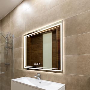 28 in. W x 36 in. H Large Rectangular Frameless Anti-Fog Wall-Mounted LED Bathroom Vanity Mirror