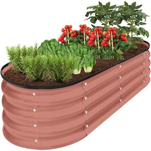 4 ft. x 2 ft. x 1 ft. Terracotta Oval Steel Raised Garden Bed Planter Box for Vegetables, Flowers, Herbs
