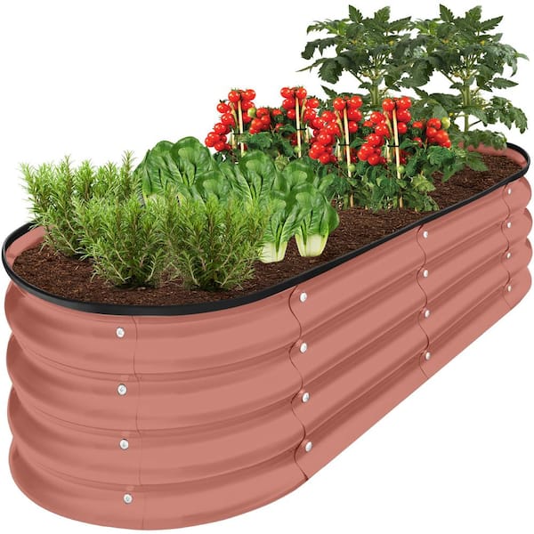 Best Choice Products 4 ft. x 2 ft. x 1 ft. Terracotta Oval Steel Raised Garden Bed Planter Box for Vegetables, Flowers, Herbs