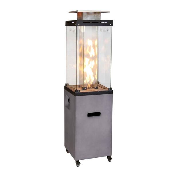 DESwan 41,000 BTU Magnesium Oxide Gray Propane Patio Heater with Glass Wind Guard and Heating Cap