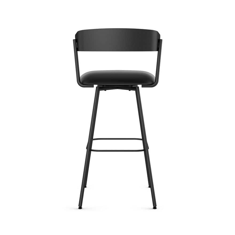 Ludwig Black Faux Leather Swivel Counter Stool