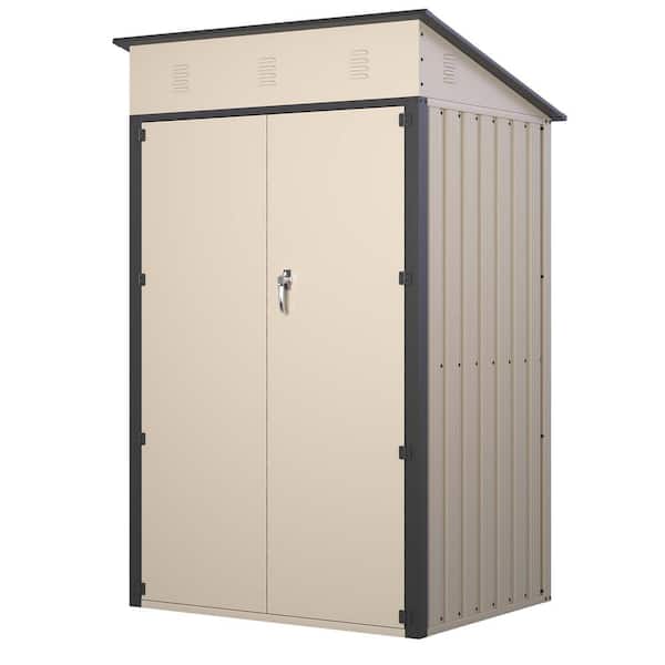 Unbranded 6 ft. W x 4 ft. D Yellow Outdoor Metal Sloped Top Storage Shed Garden Tool House with Lockable Doors(24 sq. ft.)
