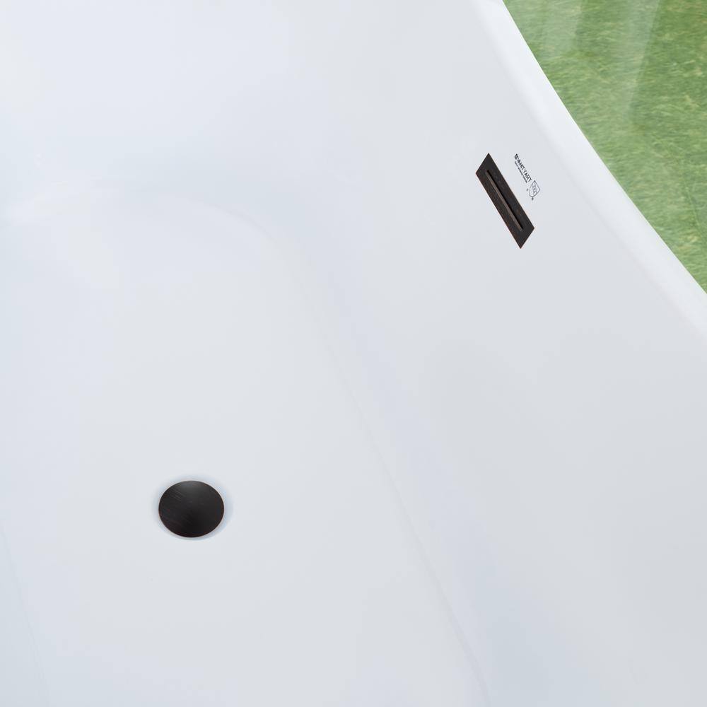 67'' White Acrylic Freestanding Soaking Bathtub with Oil Rubbed Bronze Trim