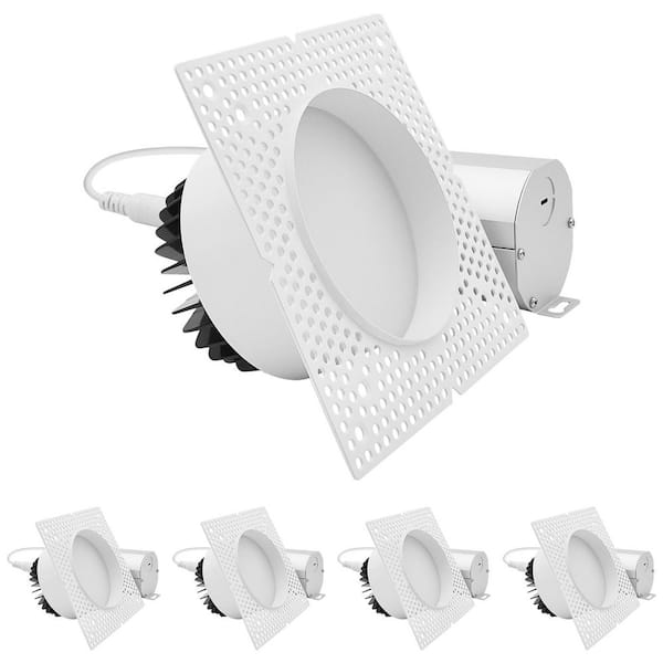 4 in. Integrated LED Regressed Trimless Spotlight, Push N’ Lock, 5CCT, 25W, 1950LM, Dimmable, CRI90, 120-277V, ETL  4PK