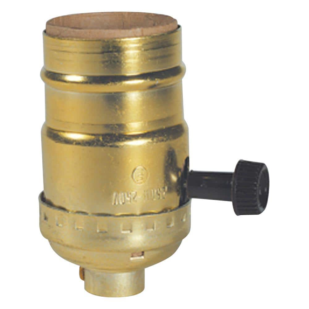 New 3-Way Antique Brass Finish Medium Base Turn Knob Lamp Socket SO346A 