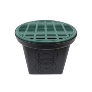 20 in. x 16 in. Black Plastic Drainage 6-Hole Catch Basin with Round Grate