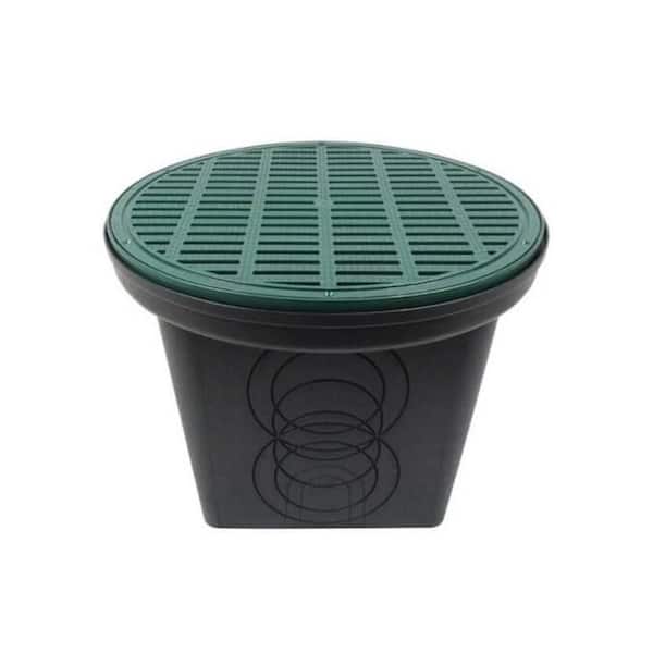 20 in. x 16 in. Black Plastic Drainage 6-Hole Catch Basin with Round Grate