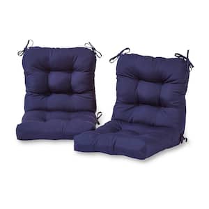 Solid Navy 21 in. x 42 in. Outdoor Dining Chair Cushion (2-Pack)